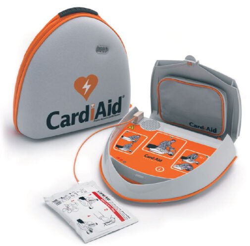 CardiAid automatinis išorinis defibriliatorius su dėklu ir elektrodais